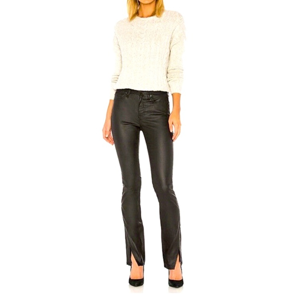 Free People We The Free Spellbound Coated Bootcut Jean in Black Size 26